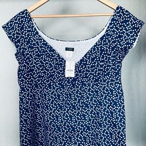J.CREW NWT Blue & White Dotted Top